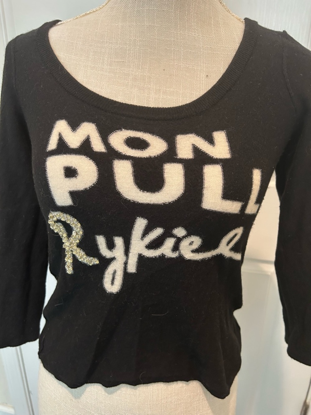 Sonia Rykiel Black Knit Top with Label Detail